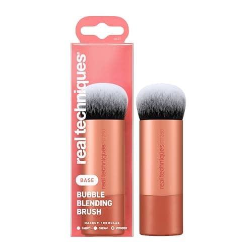 Image of Real Techniques Bubble Blending Makeup Brush, Multipurpose Face Tool for liquid, cream, and powder products, with unique bubble head, synthetic bristles, vegan, cruelty-free, 1 count