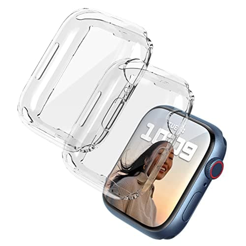Image of DULIPING 2 Pack 44mm Screen Protector Compatible With Apple Watch SE3/SE2/SE, Series 6/5/4, Soft TPU Protective Case Full Coverage Bumper Shell for iWatch 44mm