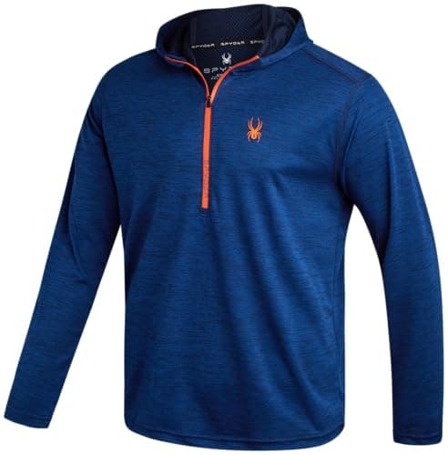 Image of Spyder Mens Quarter Zip Pullover Sweatshirt - Lightweight Performance Fleece Dry Fit Quarter Zip Hoodie Sweatshirts for Men, Blue, M
