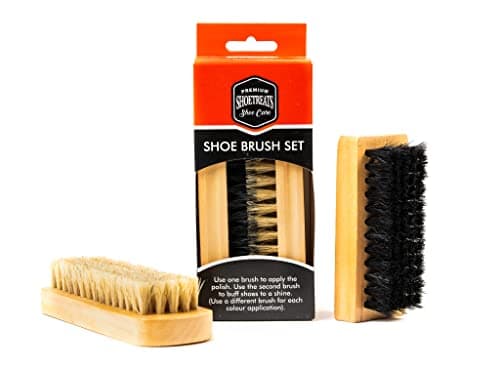 Image of Shoetreats 2 Piece Traditional Wooden Handled Shoe Brush Set - Shoe Boot Cleaning Polish Buffing
