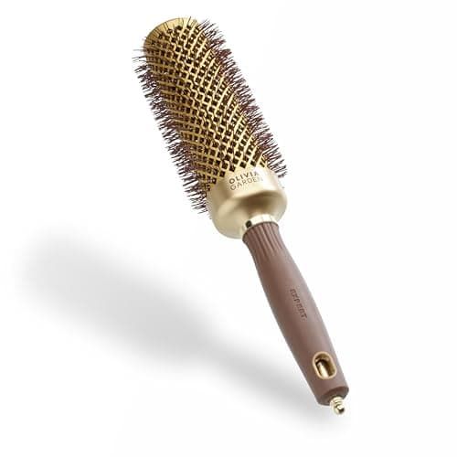 Image of Olivia Garden Expert Blowout Speed – Gold & Brown - 45 - Ceramic Coated Round Brush with Extra Long Barrel for 25% Faster Blowouts