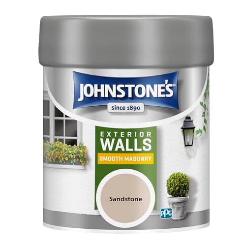 Image of Johnstone’s – Exterior Smooth Masonry Paint - Tester Pot – Sandstone – Up to 15 Years Protection – Weather & Dirt Resistant – 12m2 Coverage Per Litre - Dry in 1-2 Hours – 225 ml