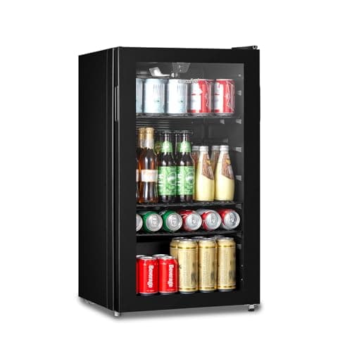 Image of COMFEE' RCZ99BG2(E) Under Counter Beer & Drinks Fridge-93L Capacity,Holds up to 115 Cans, Premium Temperature Performance (2℃ to 15℃), Glass Door, Removable Shelves, LED Light, Low Noise