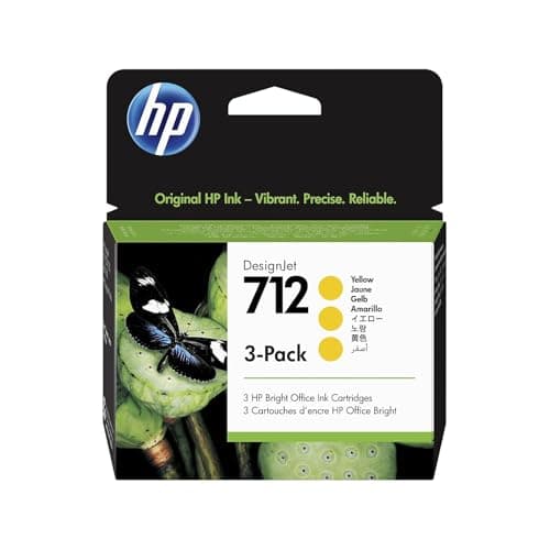 Image of HP 712 3ED79A 3-pack Yellow 29-ml Genuine Ink Cartridge with Original Ink, for DesignJet T650, T630, T250, T230 & Studio Large Format Plotter Printers 713 DesignJet Printhead