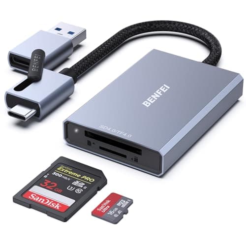 Image of BENFEI SD 4.0 Card Reader, USB-C/USB-A 2-in-1 Memory Card Reader, for SDXC, SDHC, SD, MMC, RS-MMC, Micro SDXC, Micro SD, Micro SDHC Card, UHS-II, and UHS-I Cards