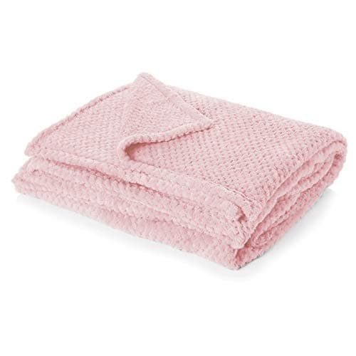 Image of Dreamscene Throws for Sofas Pink Blanket, Super Soft Cosy Warm Honeycomb Waffle Fleece Blanket for Bed Settee Throws for Beds Double Faux Fur Throw, Blush Pink - 150 x 200cm