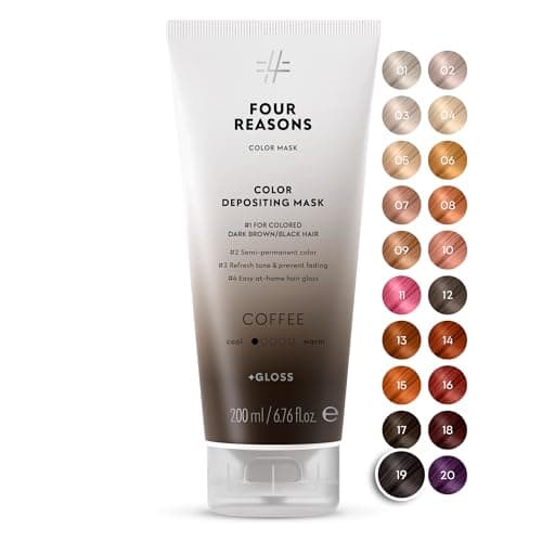 Image of FOUR REASONS Color Mask, Coffee (27 Colours) – Hair Gloss & Colour Depositing Conditioner – Semi Permanent Hair Toner for Colour-Treated Hair Colour For Women – Vegan & Cruelty-Free – 200 ml