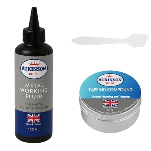 Image of Atkinson Oil Co. Metal Working Kit | Cutting Fluid 100 ml & Tapping Compound 30 g – Smoother Drilling/Reaming & High-Load Thread Cutting, Longer Tool Life
