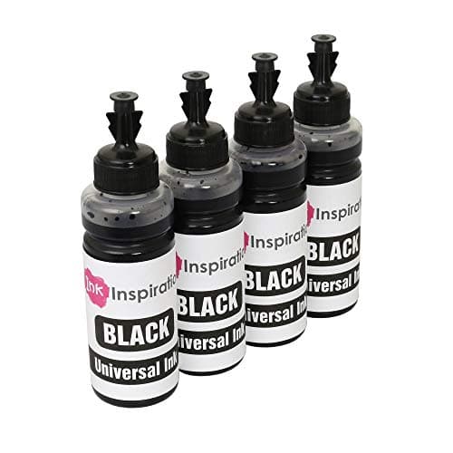Image of INK INSPIRATION® Universal Refill Ink for Cartridges and CISS System compatible with EPSON CANON HP BROTHER LEXMARK DELL RICOH, 4 Black Pack