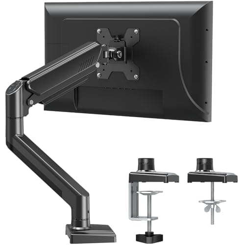 Image of ELIVED Single Monitor Arm for Most 13-32 Inch Monitors with VESA 75x75/100x100mm up to 10KG, 360° Rotation Gas Spring Arm with C-Clamp and Grommet Base, Monitor Stand Mount EV004