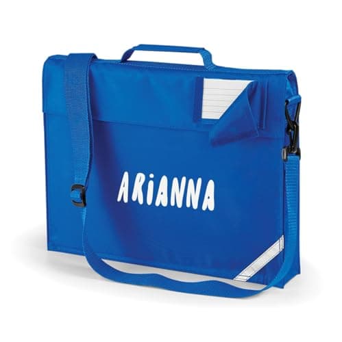 Image of Nametape Express Premium Bookbag Printed with Name | Shoulder Strap | Music, Book Bag Perfect for school (Royal Blue)