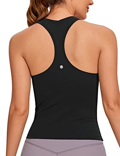 Image of CRZ YOGA Butterluxe Racerback Gym Vest Top for Women Sleeveless Sport Tank Tops Summer Yoga Fitness Shirts Comfort Camisole Black 10