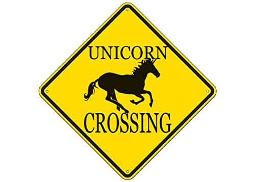 Image of Funny Metal Warning Unicorn Crossing XING Tin Sign Wall Décor Man Cave Bar Girl's Bedroom