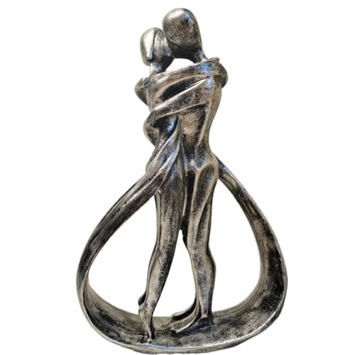 Image of PIGPIGFLY Couple Hugging Statue, Decorative Figures,Living Room,Home Store Decoration,Modern Abstract Art Sculptures Decoration,Office Decorations,Polyresin,Gift(Silver)