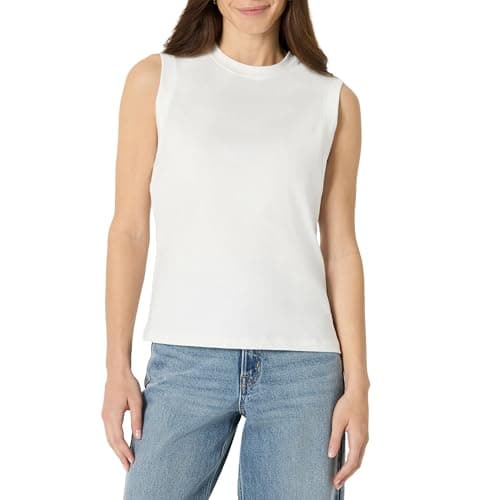 Image of Amazon Essentials Women's Relaxed-Fit Cotton Muscle Tee, White, L