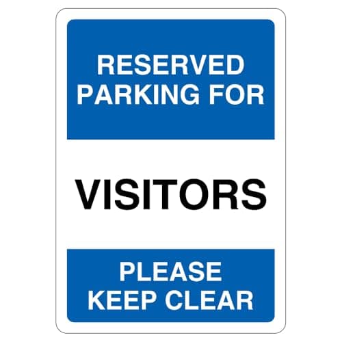 Image of V Safety Reserved Parking For Visitors Please Keep Clear 210 x 297 mm (A4) - Self Adhesive Vinyl Safety Sign