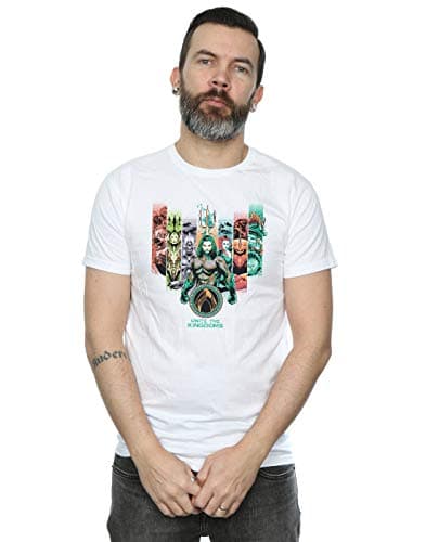 Image of DC Comics Men's Aquaman Unite The Kingdoms T-Shirt White Small
