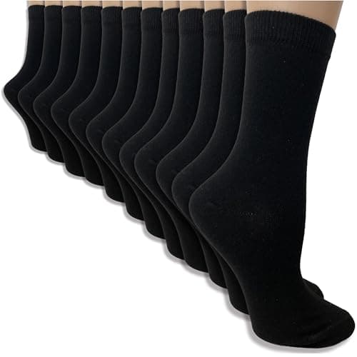 Image of The Essentials Wardrobe Ladies FCO 12 Pack Black Ankle Socks - UK 4-8/EU 37-42