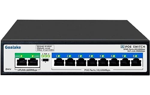 Image of Goalake 8 Port Poe Switch, Cloud Managed Ethernet Switch, 10 Ports PoE+ Switch@120W, 802.3af/at, APP Easy Smart Managed, Cloud Detection, Vlan, Cloud Restart, Cloud Ultra-remote to 250M, 802.3af/at