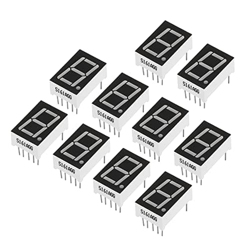 Image of PATIKIL LED Display Digital Tube, 20 Pack Common Cathode 7 Segment 10 Pin 1 Bit 3.3V 0.56" Digit Height LED Display Module for Electronic Driver Board, Green