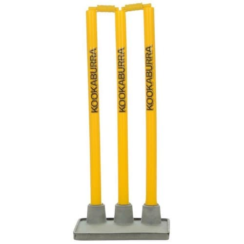 Image of Kookaburra Plastic Stump Set Rubber Base Three Posts Branded Cricket Accessories