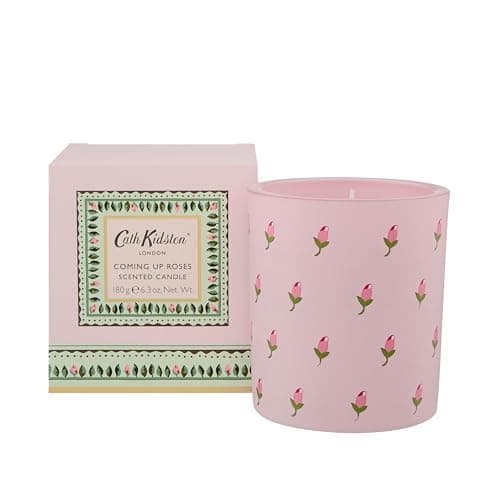 Image of Cath Kidston Scented Candle 180g, Home Fragrance, Glass Jar, Mandarin and Bergamot Scent, Burn Time 40 Hours, Vegan and Cruelty Friendly, Beauty Housewarming Gift, Coming up Roses
