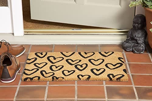 Image of PRIDE OF PLACE | Astley Hand-Drawn Hearts Coir Mat | Natural Printed Coir Doormat with PVC Backing | Sustainable, Biodegradable, Durable Entrance Mat | 40 x 60cm