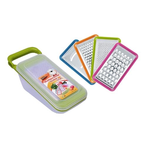 Image of Contiup 4 in 1 Vegetable Grater Set with Container Multifunctional Shredder Slicer Graters Fruits Graters for Kitchen Plastic Box (Green)