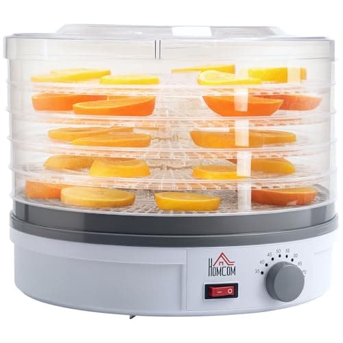 Image of HOMCOM 5 Tier Food Dehydrator, 245W Food Dryer Machine with Adjustable Temperature Control for Drying Fruit, Meat, Vegetable, Jerky and Pet Treat, White