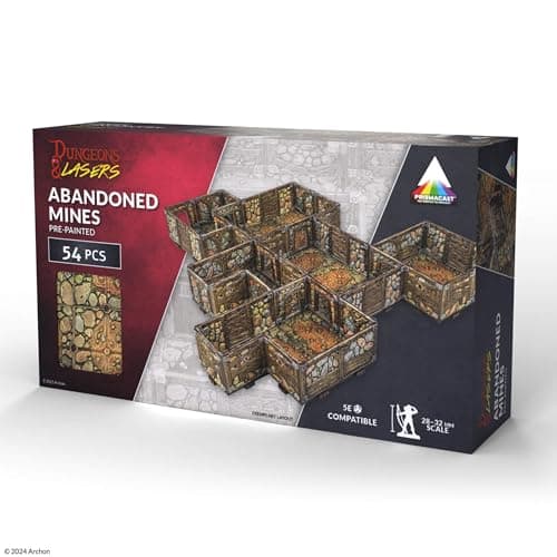 Image of Dungeons & Lasers Abandoned Mines Prepainted DND Terrain for Tabletop RPG Games - 5E Compatible with 28mm-32mm Scale Miniatures - Fast Assembly