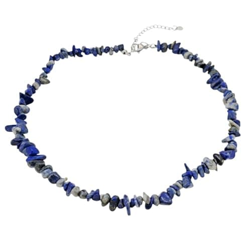 Image of Treasure Bay Handmade Womens Girls Beaded Gemstone chips necklace Choker - Natural Gemstones Healing Crystal Jewellery (Blue Lapis Lazuli)