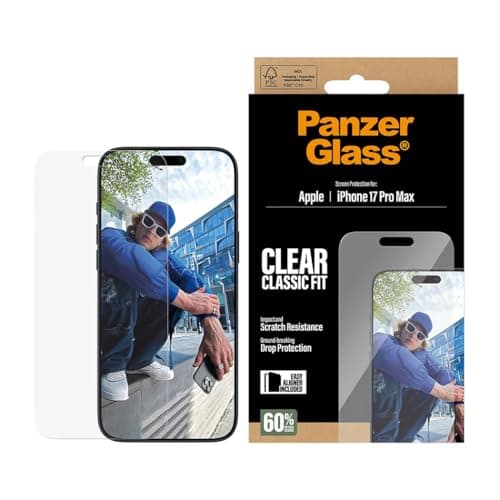 Image of PanzerGlass Screen Protector for iPhone 17 Pro Max Classic Fit with EasyAligner, Shockproof