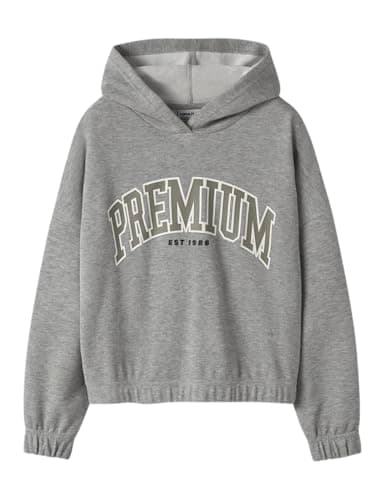 Image of Name IT Girls' Nkfokomma LS Short Sweat Wh Unb Box Nkfokomma LS Short Sweat Wh Unb Box (Pack of 1), grey melange, 134-140