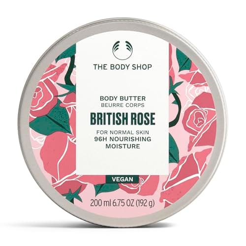 Image of The Body Shop British Rose Body Butter (1x 200ml), Body Moisturiser with Shea Butter, Body Cream for Normal Skin, 96H Nourishing Moisture, Body Care, Vegan Formula