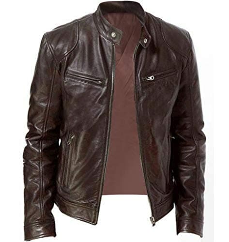 Image of Men's Genuine Leather Jacket with Hood Retro Slim Fit Cowhide Motorcycle Moto Biker Jacket Real Lambskin Leather Vintage Style Waterproof PU Cycling Trucker Drive Jackets for Men UK XS 3XL XXL 8XL 9XL