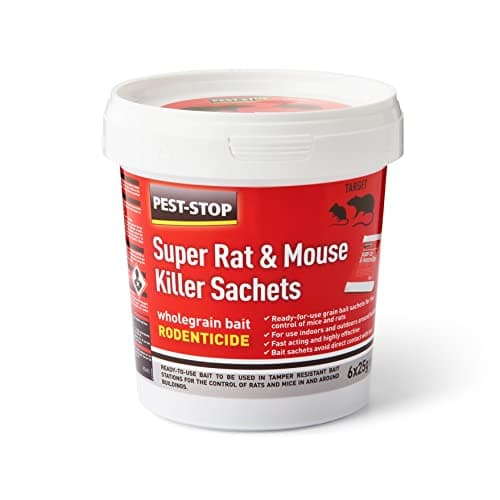 Image of Pest-Stop Super Rat & Mouse Control Sachets – Rodent Bait for Rats and Mice – Wholegrain with Aniseed Scent – Indoors & Outdoors – 6 x 25g Sachets