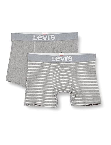Image of Levi's - Men's Underwear - Boxer Shorts - Vintage Stripe YD (2-Pack) - Middle Grey Melange - M