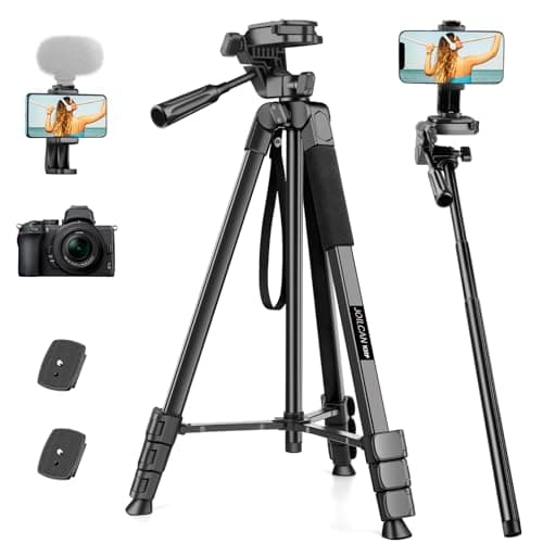 Image of JOILCAN 83" Tall Tripod for Camera, Aluminum Camera Phone Tripod with 3 Way Pan Head, 37.8" Monopod Selfie Stick for Smartphone with Remote, Compact Mobile Phone Tripods for iPhone with Travel Bag