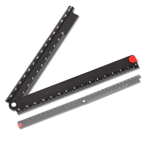 Image of 30cm Folding Ruler, 90° Foldable Metal Aluminum Ruler 0-300mm Length Fold Straight Angle Measure Stationery Ruler Black for Machine-Made Glass Making