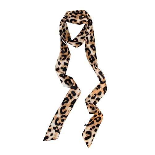 Image of Umimiss Skinny Scarf - 190CM Thin Scarf, Leopard Print Scarf, Animal Print Scarf, Leopard Print Scarf for Women UK, Leopard Print Ribbon, Skinny Scarves as Small Tie Scarf Women's Ribbon (D)