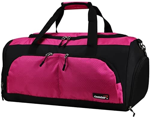 Image of foolsGold Gym Duffle Bag with Shoe Compartment – Large Sports Holdall with Multiple Pockets, Fully Lined Interior, Durable 600D Polyester, Padded Strap & Base Pads – Pink