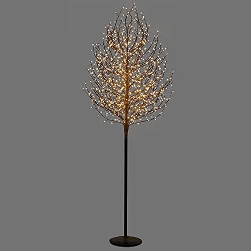 Image of VeryMerry 6FT Micro Dot Birch Christmas Tree with 900 Warm White LED Lights, Auto-Off Timer and 8 Lighting Modes, Suitable for Indoor and Outdoor Use - Black