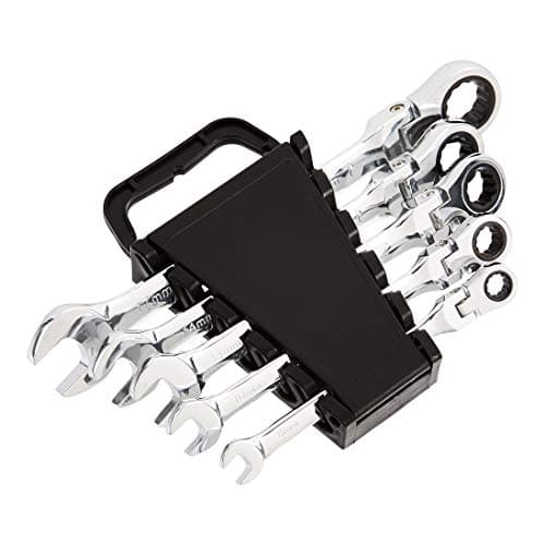 Image of Amazon Basics Flexible Ratcheting Wrench Set - Metric, 5-Piece, 8mm, 10mm, 13mm, 14mm, and 17mm