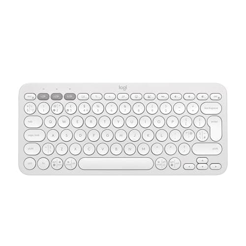 Image of Logitech Pebble Keys 2 K380s, Multi-Device Bluetooth Wireless Keyboard with Customisable Shortcuts,Slim and Portable, Easy-Switch for Windows/macOS/iPadOS/Android/Chrome OS, QWERTY UK Layout, White
