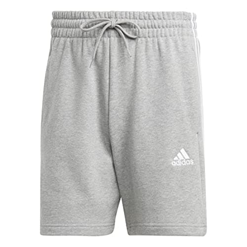 Image of adidas Men's Essentials French Terry 3-Stripes Shorts, Medium Grey Heather, XS