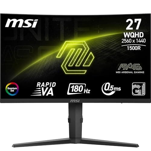 Image of MSI MAG 275CQRF QD E2 27 Inch WQHD Curved Gaming Monitor - 1500R 2560 x 1440 Rapid VA Panel, 180 Hz / 0.5ms (GtG, Min.), Adaptive Sync - DP 1.4a, HDMI 2.0b CEC