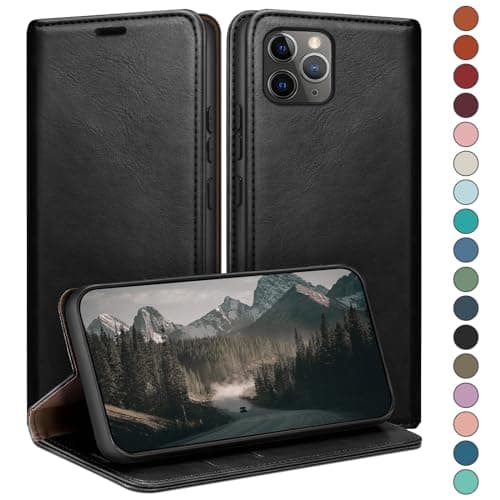 Image of HUOUH for iPhone 11 Pro Max 6.5" Wallet case with RFID Blocking PU Leather,Credit Card Holder,Flip Folio Book Phone cases Shockproof Cover Women Men for Apple 11 Pro Max case Black