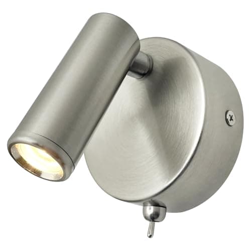 Image of Long Life Lamp Company Adjustable Brushed Chrome Wall Mounted Bedside Light Switched Warm White BW11