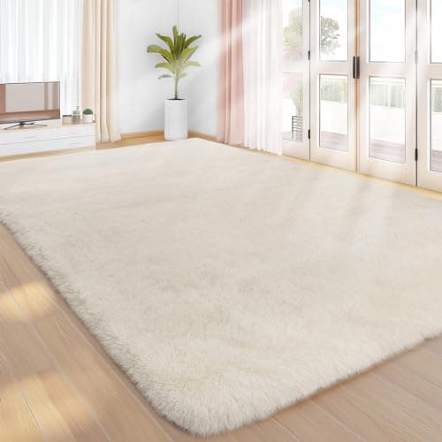 Image of Sour Lemon Rugs Living Room 200x300cm, Cream Area Rugs for Bedroom, Washable Anti Slip Extra Large Shaggy Soft Rug Fluffy Modern Floor Carpets Mat Beside Carpet for Kids Living Room