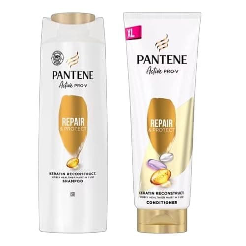 Image of Pantene Repair & Protect Shampoo 500ml and Conditioner 350ml Set | Active Pro-V Formula with Keratin Reconstruct | Hair Repair & Strengthening Bundle